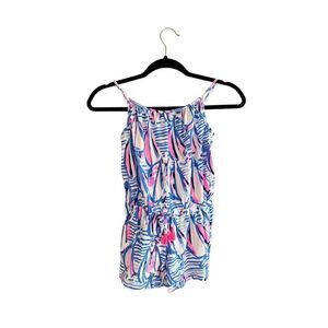 Lilly Pulitzer Aleene Kids Girls Blue Pink Sailboat Sleeveless Romper Size Large